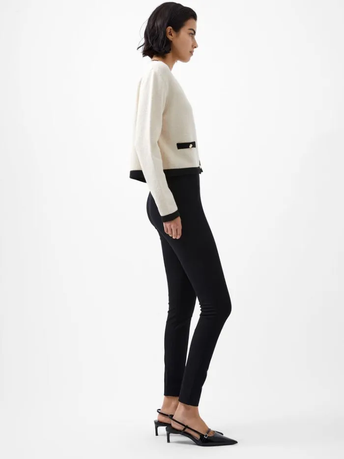 French Connection Jumpers and Cardigans Vhari Recycled Contrast Cardigan Classic Creamblack 8211 Woman