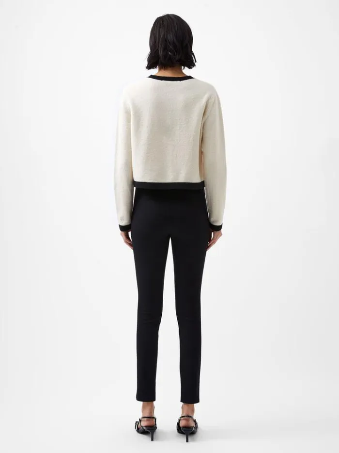 French Connection Jumpers and Cardigans Vhari Recycled Contrast Cardigan Classic Creamblack 8211 Woman