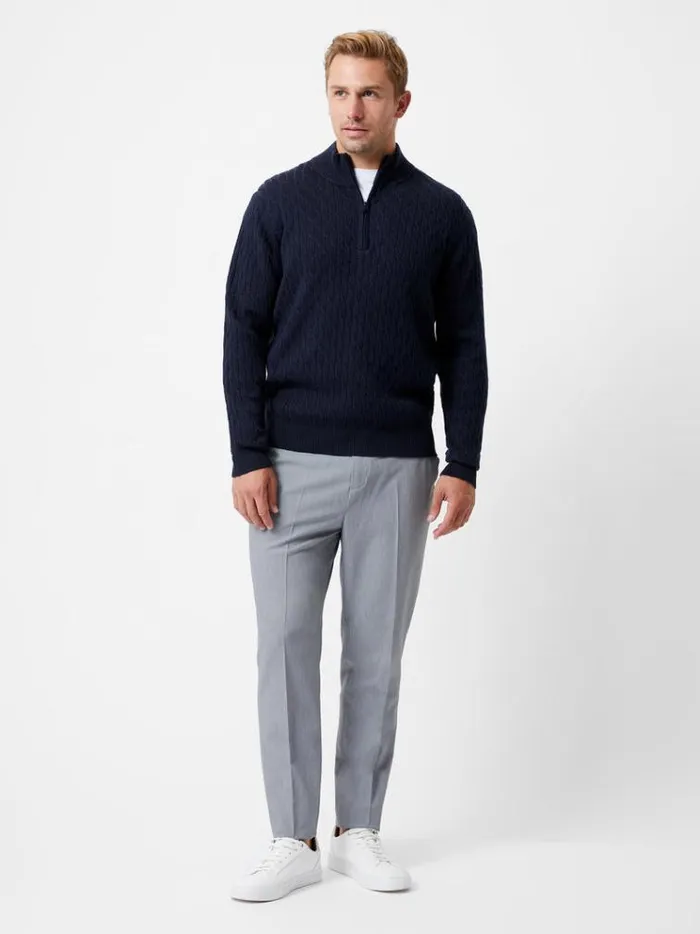 French Connection Knitwear Cable Knit Half Zip Jumper Blackgrey 8211 Man