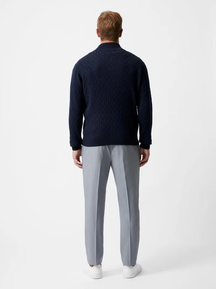 French Connection Knitwear Cable Knit Half Zip Jumper Blackgrey 8211 Man