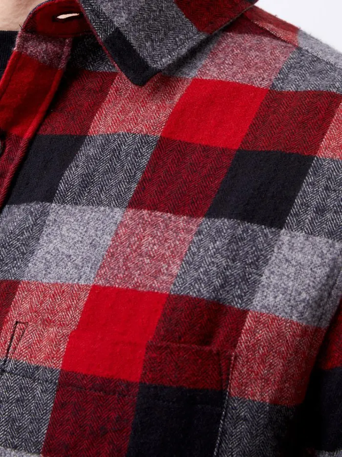 French Connection Shirts Brushed Flannel Check Shirt Burgundy Red 8211 Man