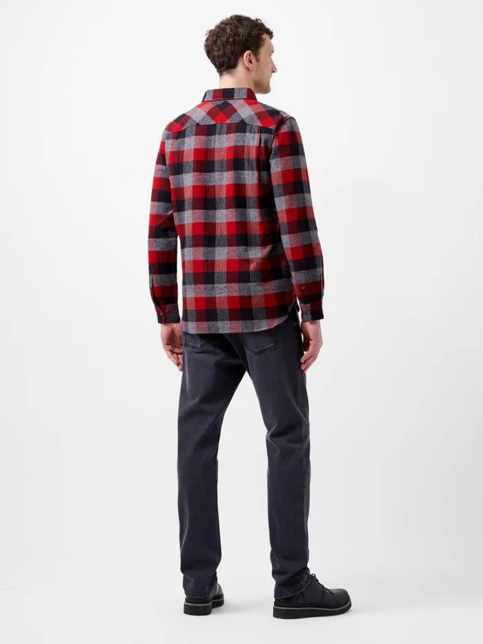 French Connection Shirts Brushed Flannel Check Shirt Burgundy Red 8211 Man