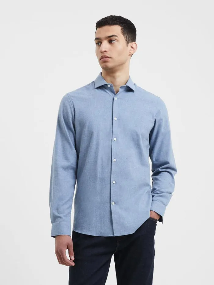French Connection Shirts Brushed Melange Long Sleeve Shirt Light Blue 8211 Man French Connection Shirts Brushed Melange Long Sleeve Shirt Light Blue 8211 Man
