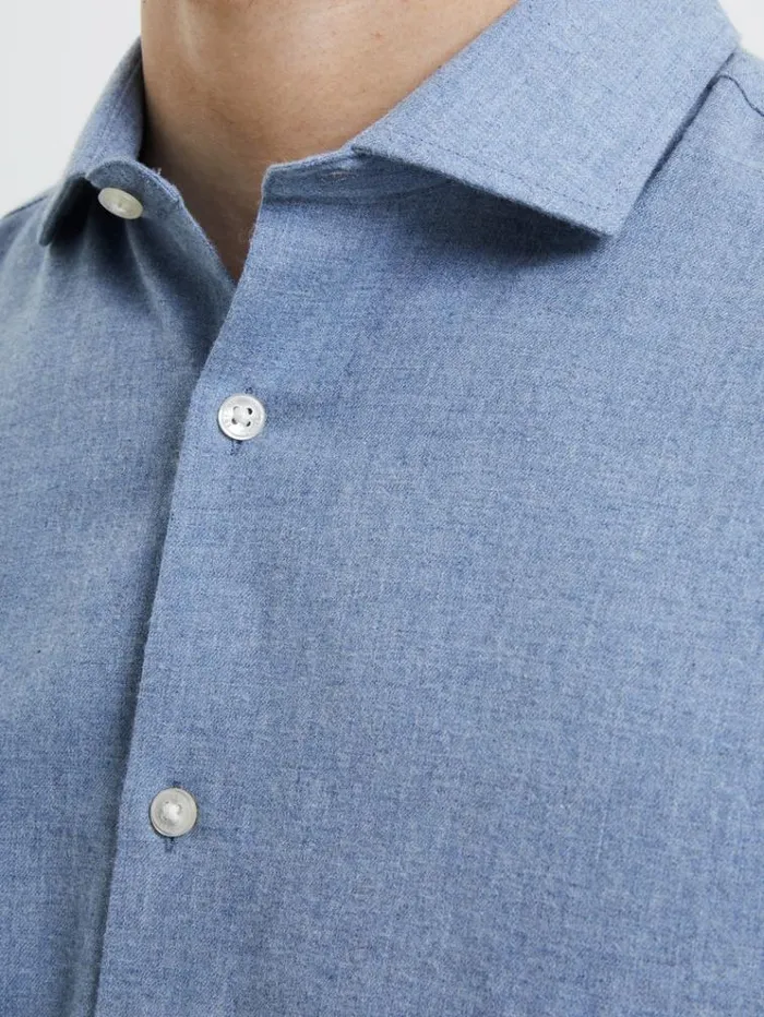 French Connection Shirts Brushed Melange Long Sleeve Shirt Light Blue 8211 Man