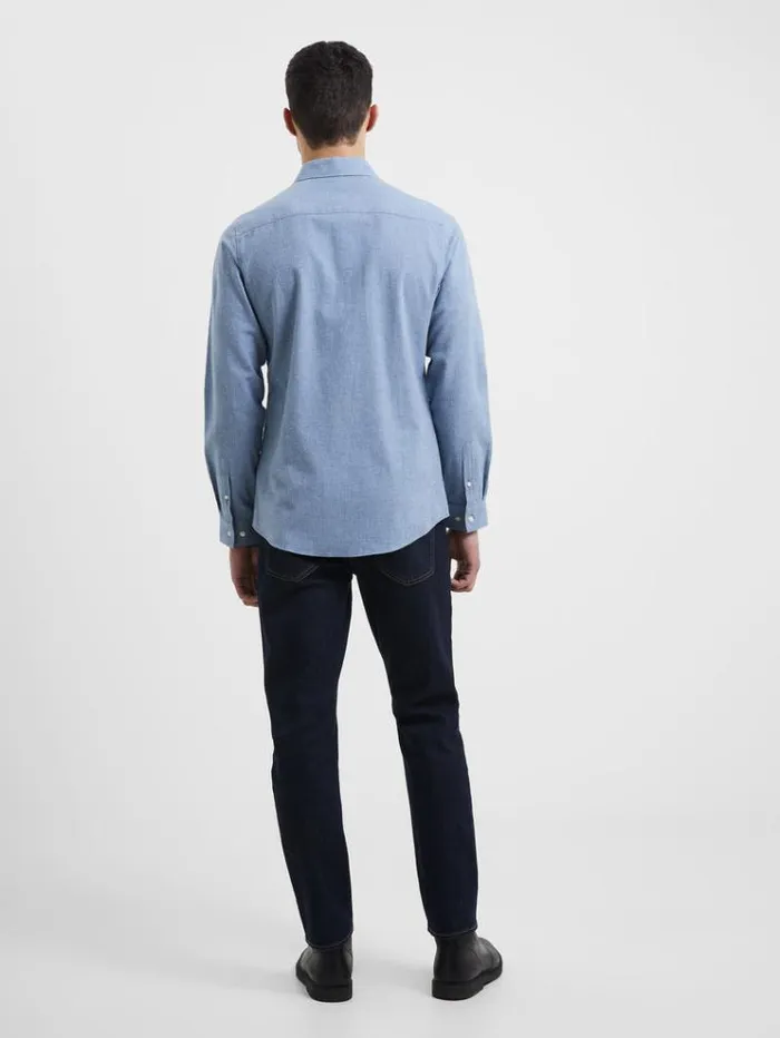 French Connection Shirts Brushed Melange Long Sleeve Shirt Light Blue 8211 Man