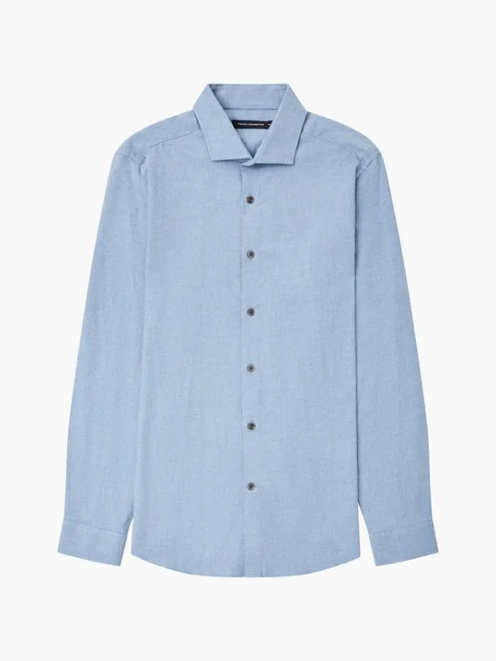 French Connection Shirts Brushed Melange Long Sleeve Shirt Light Blue 8211 Man