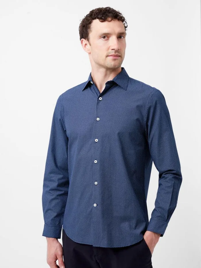 French Connection Shirts Classic Collar Printed Shirt Blue Print 8211 Man