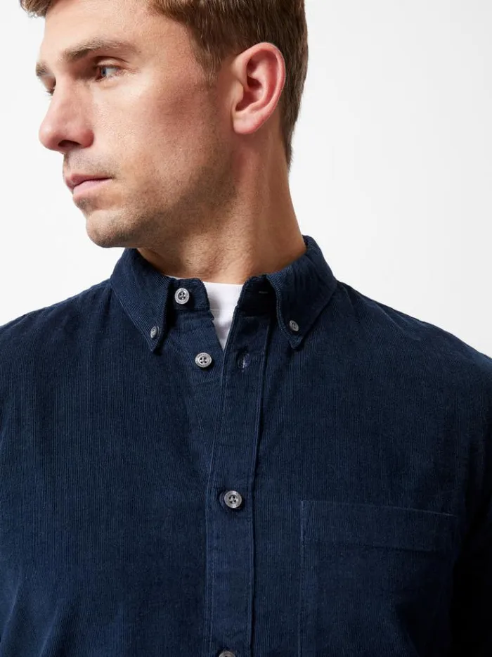 French Connection Shirts Cord Long Sleeve Shirt Marine 8211 Man