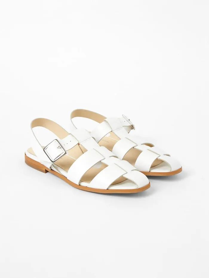 French Connection Shoes SW X Luisa Fisherman Caged Sandals White 8211 Woman