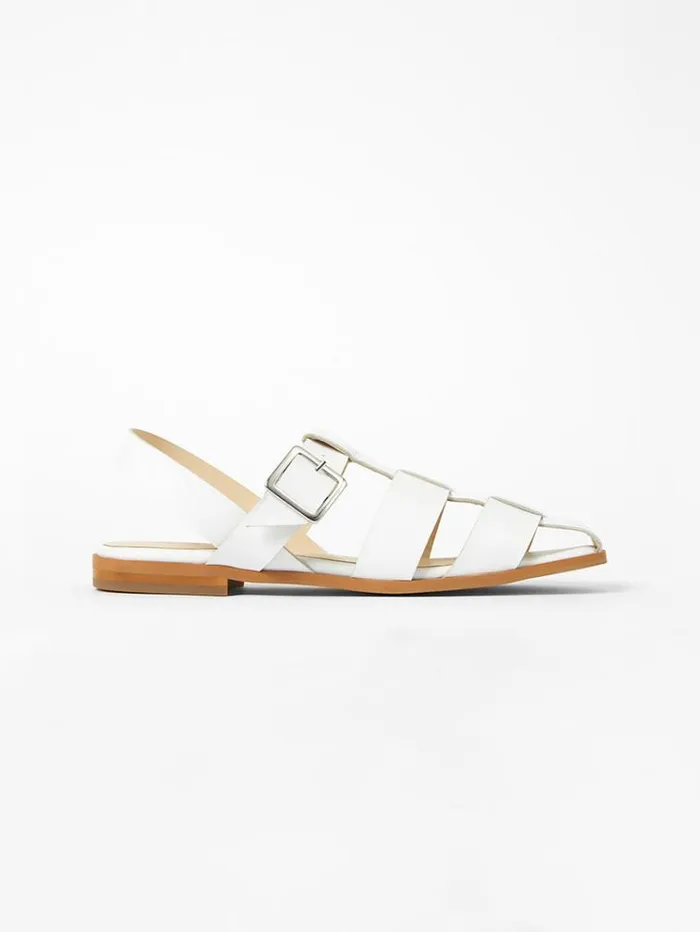 French Connection Shoes SW X Luisa Fisherman Caged Sandals White 8211 Woman