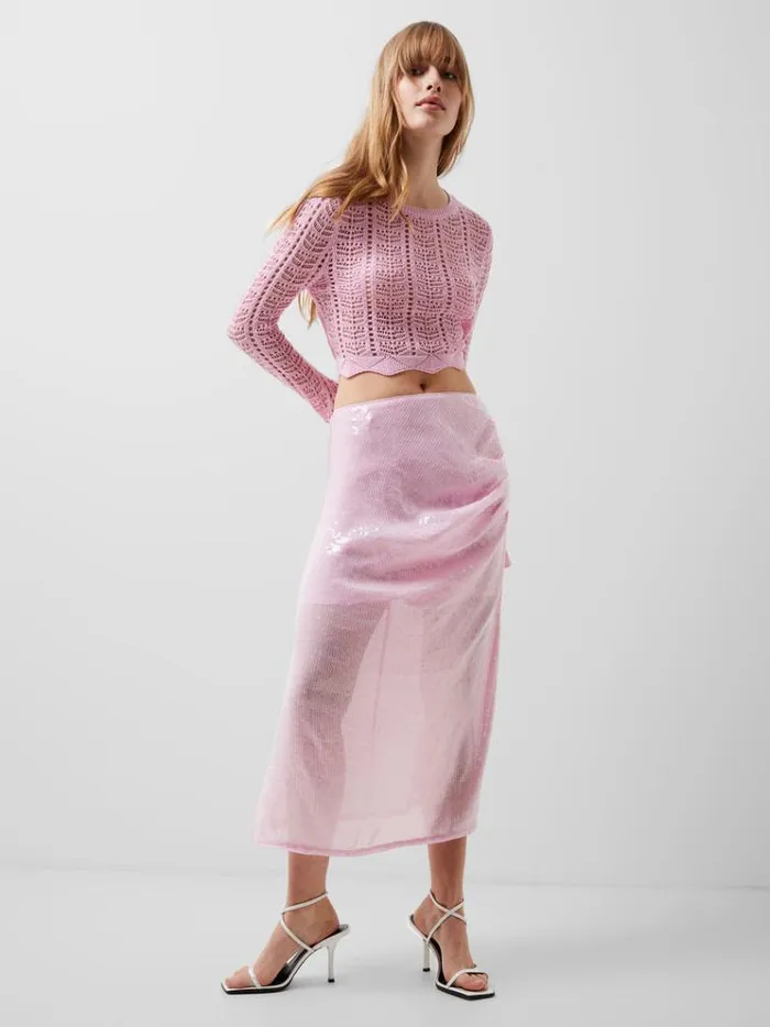French Connection Skirts and Shorts Anisha Sequin Skirt Strawberry Shake 8211 Woman