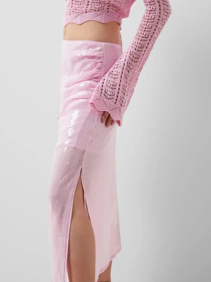 French Connection Skirts and Shorts Anisha Sequin Skirt Strawberry Shake 8211 Woman