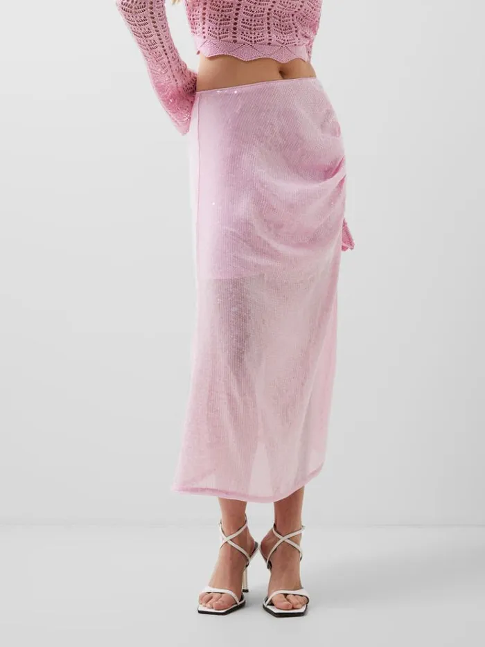 French Connection Skirts and Shorts Anisha Sequin Skirt Strawberry Shake 8211 Woman