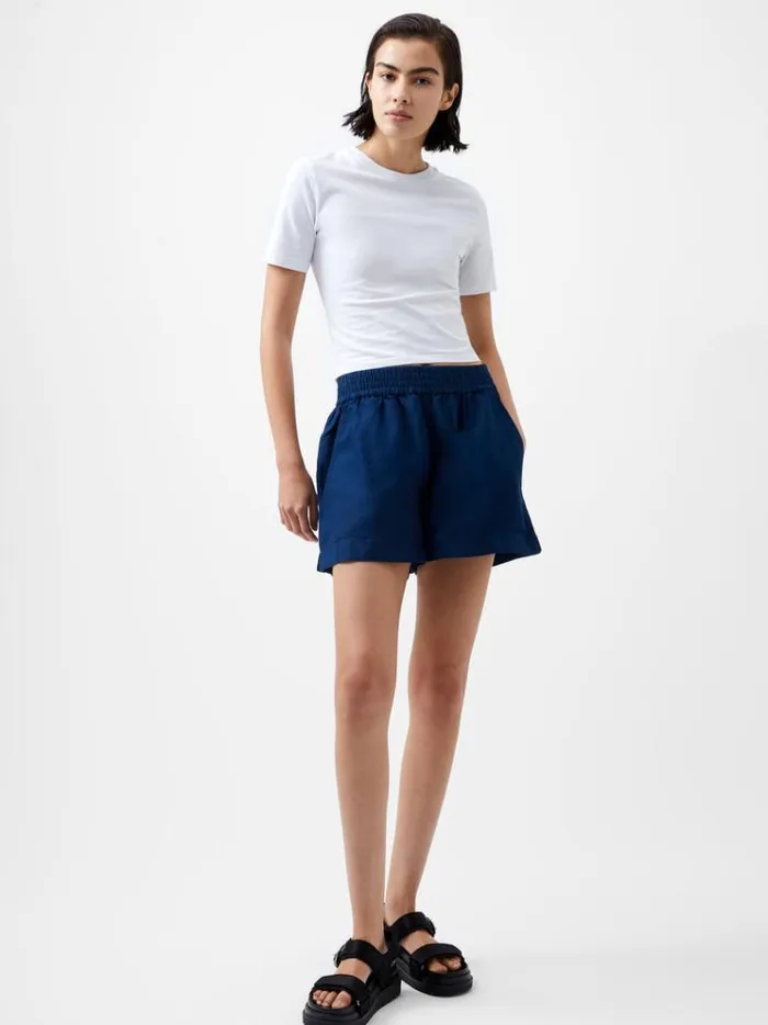 French Connection Skirts and Shorts Birdie Linen Shorts Midnight Blue 8211 Woman