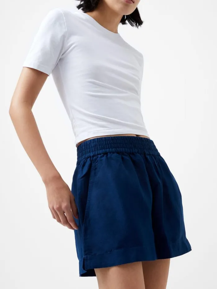 French Connection Skirts and Shorts Birdie Linen Shorts Midnight Blue 8211 Woman