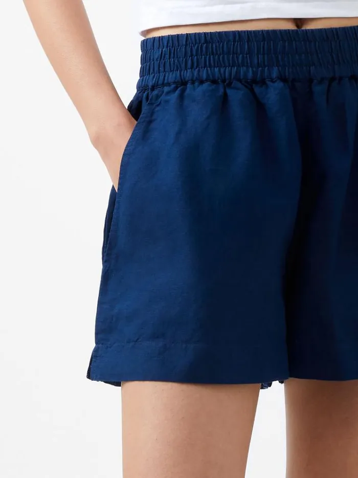 French Connection Skirts and Shorts Birdie Linen Shorts Midnight Blue 8211 Woman
