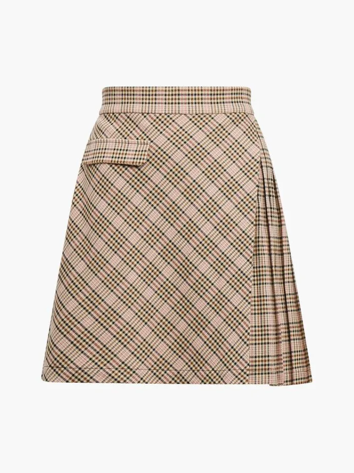 French Connection Skirts and Shorts Gina Check Pleated Mini Skirt Pink Check 8211 Woman