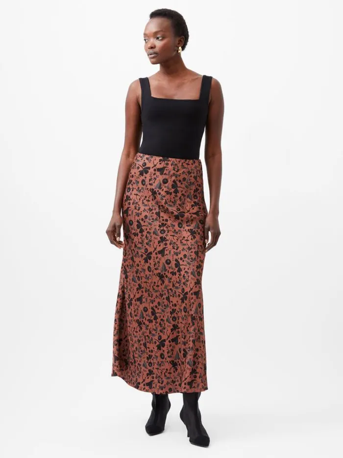 French Connection Skirts and Shorts Jeannie Ennis Eco Satin Maxi Skirt Russet Brown Multi 8211 Woman