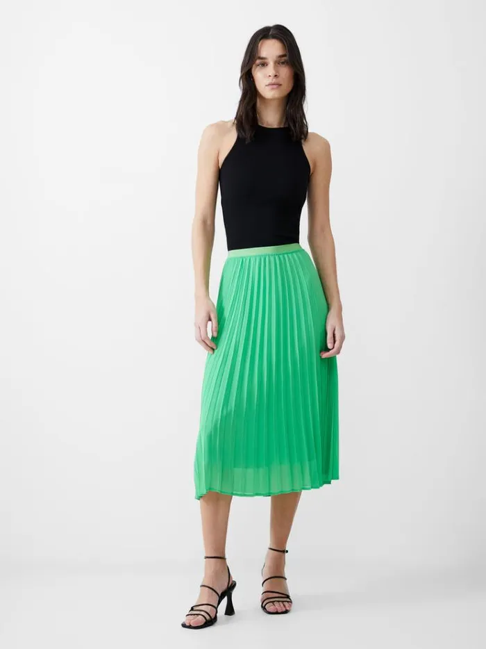 French Connection Skirts and Shorts Pleat Georgette Midi Skirt Poise Green 8211 Woman