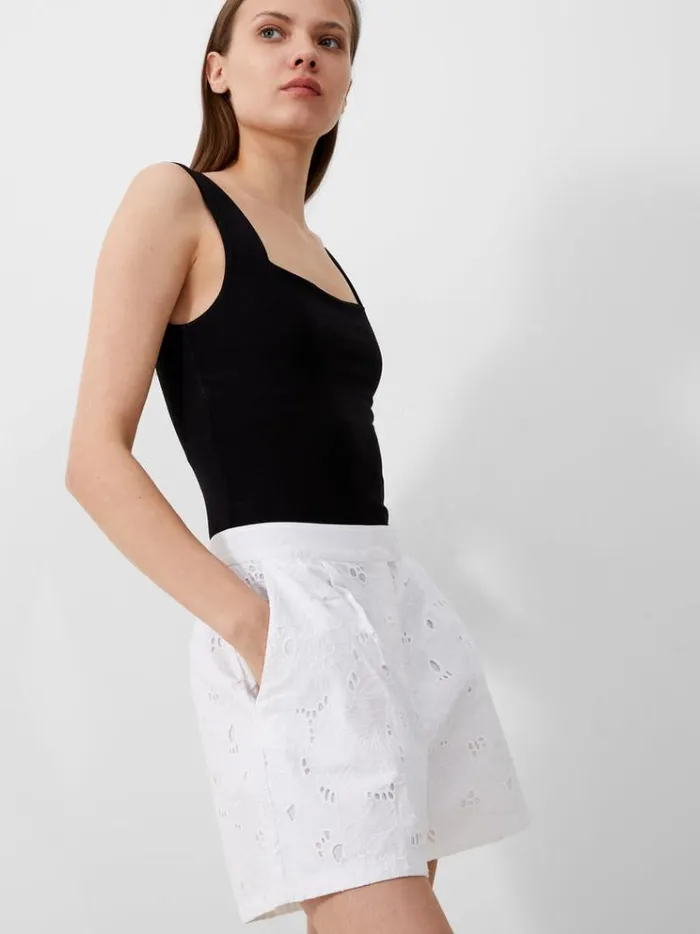 French Connection Skirts and Shorts Rhodes Cotton Embroidered Shorts Linen White 8211 Woman
