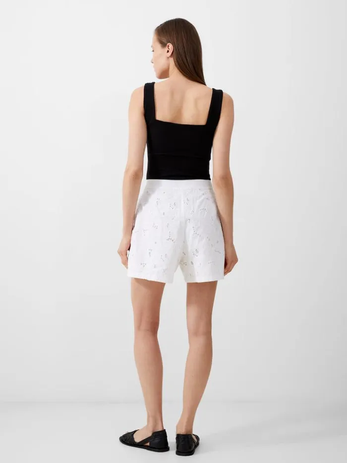 French Connection Skirts and Shorts Rhodes Cotton Embroidered Shorts Linen White 8211 Woman