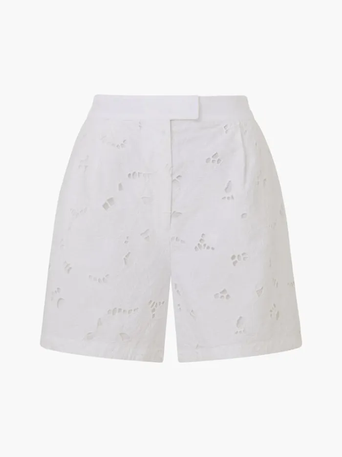French Connection Skirts and Shorts Rhodes Cotton Embroidered Shorts Linen White 8211 Woman
