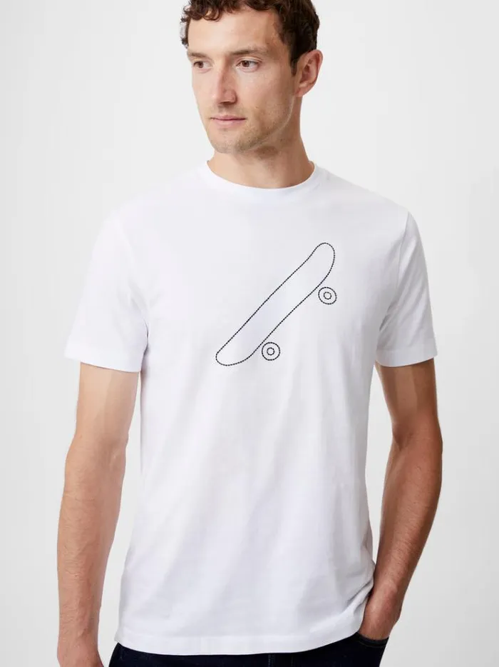 French Connection TShirts and Polo Shirts Embroidered Skateboard Graphic TShirt White 8211 Man