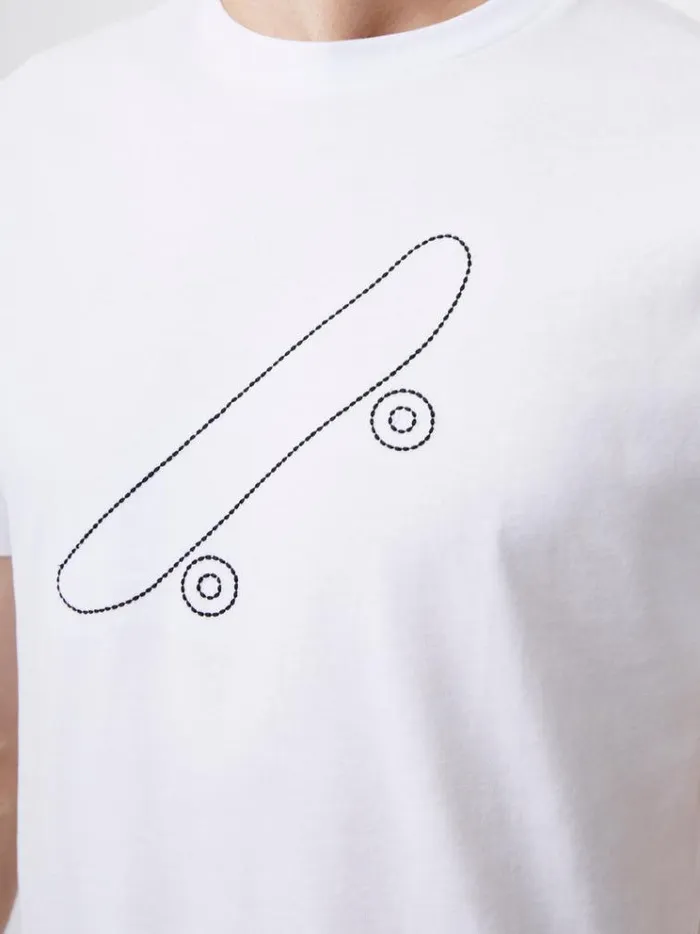 French Connection TShirts and Polo Shirts Embroidered Skateboard Graphic TShirt White 8211 Man