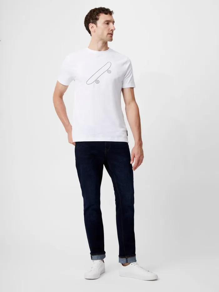 French Connection TShirts and Polo Shirts Embroidered Skateboard Graphic TShirt White 8211 Man