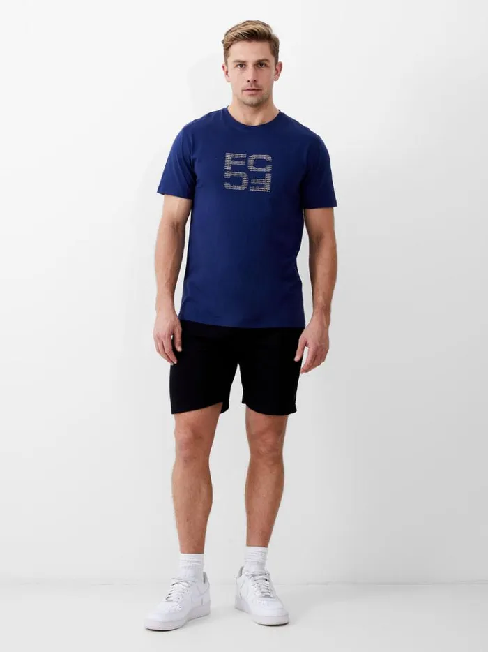 French Connection TShirts and Polo Shirts Mirror Repeat Logo Organic Graphic TShirt Navy 8211 Man
