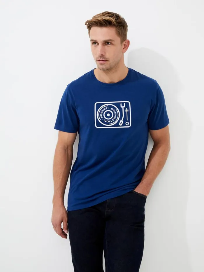 French Connection TShirts and Polo Shirts Organic Turntable Graphic TShirt Navy 8211 Man French Connection TShirts and Polo Shirts Organic Turntable Graphic TShirt Navy 8211 Man