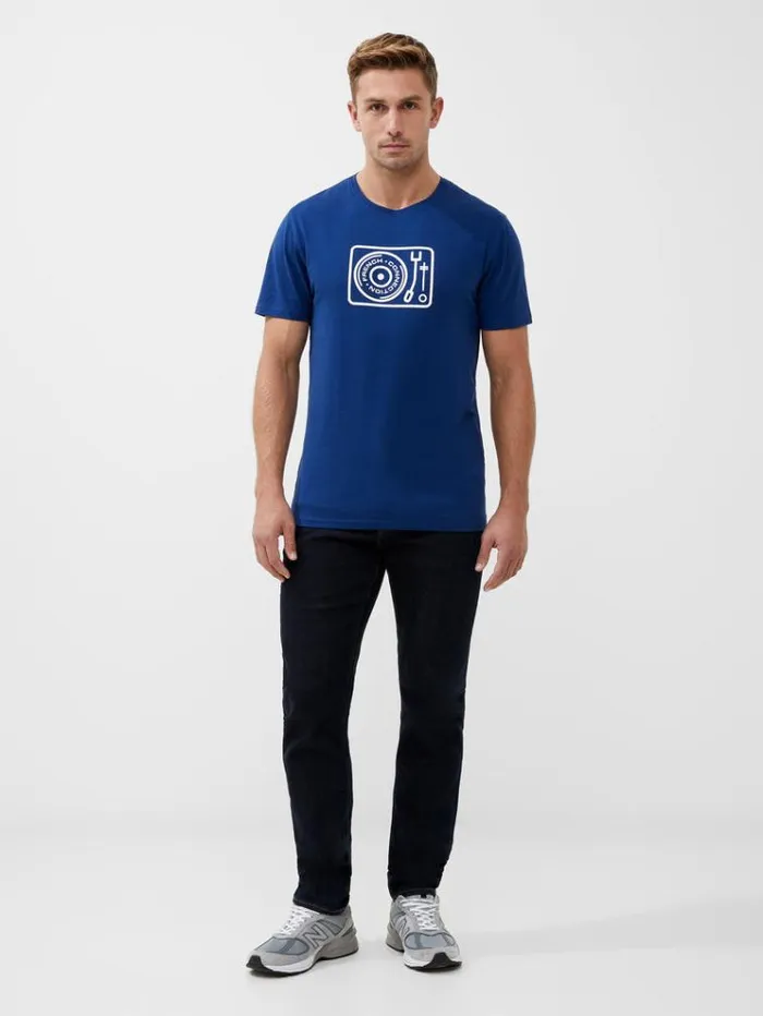 French Connection TShirts and Polo Shirts Organic Turntable Graphic TShirt Navy 8211 Man