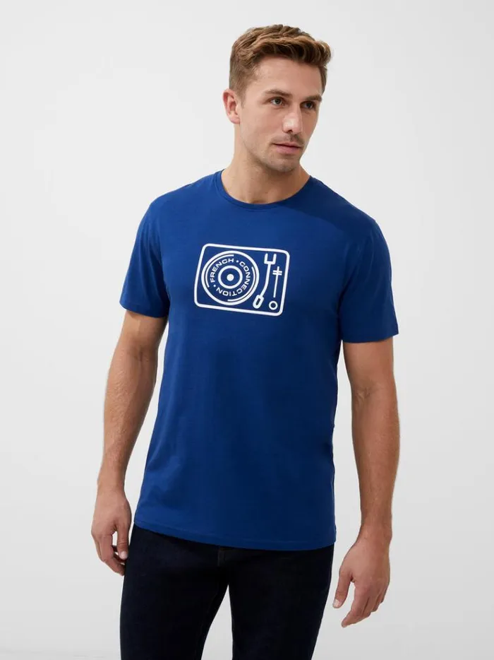 French Connection TShirts and Polo Shirts Organic Turntable Graphic TShirt Navy 8211 Man