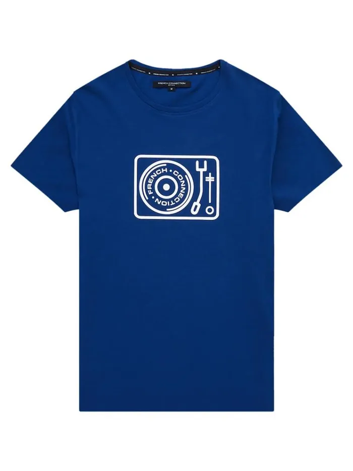 French Connection TShirts and Polo Shirts Organic Turntable Graphic TShirt Navy 8211 Man