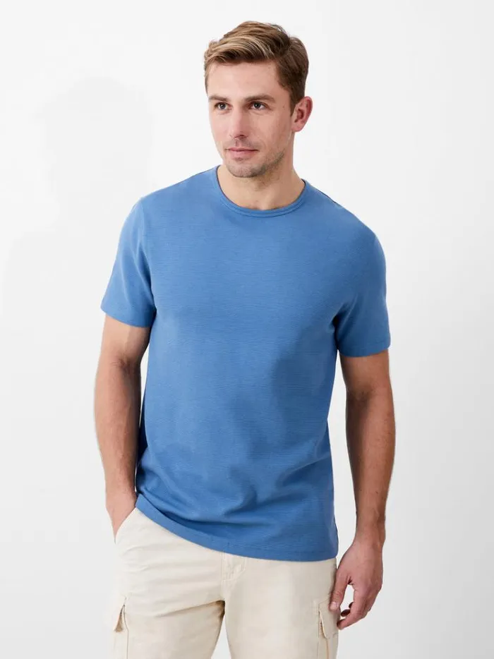 French Connection TShirts and Polo Shirts Short Sleeve Ottoman Texture TShirt Steel Blue 8211 Man French Connection TShirts and Polo Shirts Short Sleeve Ottoman Texture TShirt Steel Blue 8211 Man