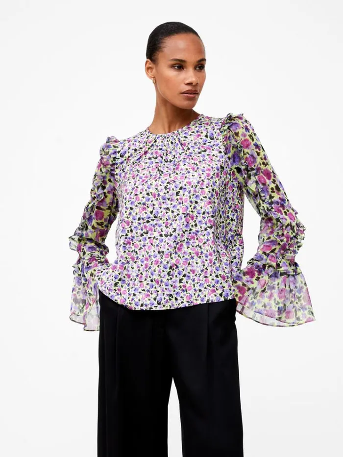 French Connection Tops Alezzia Ely Jacquard Mix Top Sharp Green 8211 Woman