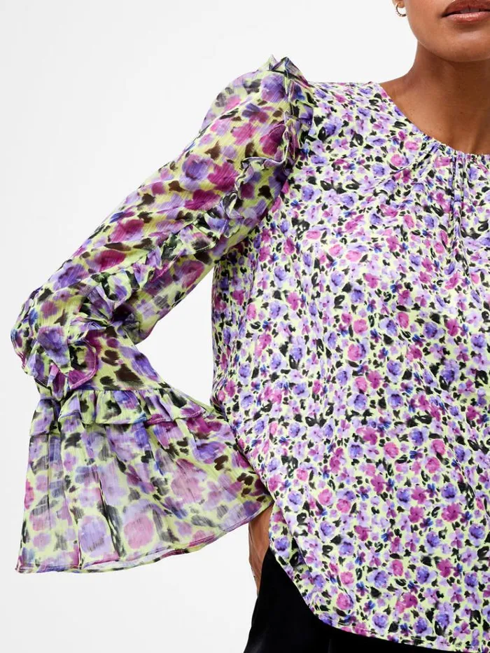 French Connection Tops Alezzia Ely Jacquard Mix Top Sharp Green 8211 Woman