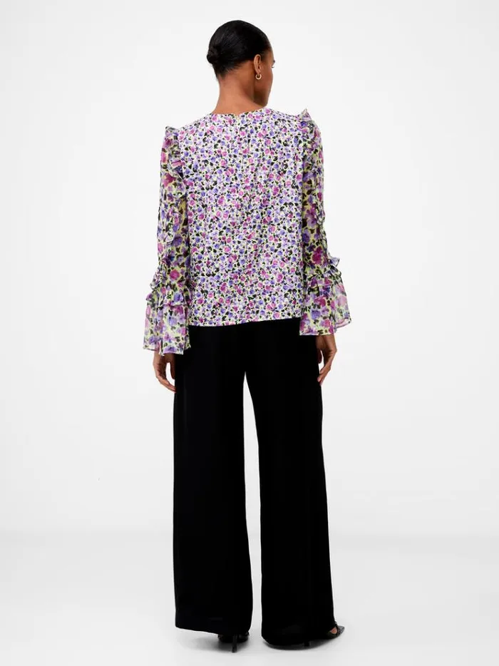 French Connection Tops Alezzia Ely Jacquard Mix Top Sharp Green 8211 Woman