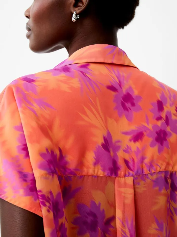 French Connection Tops Arla Recycled Georgette Popover Shirt Coral 8211 Woman