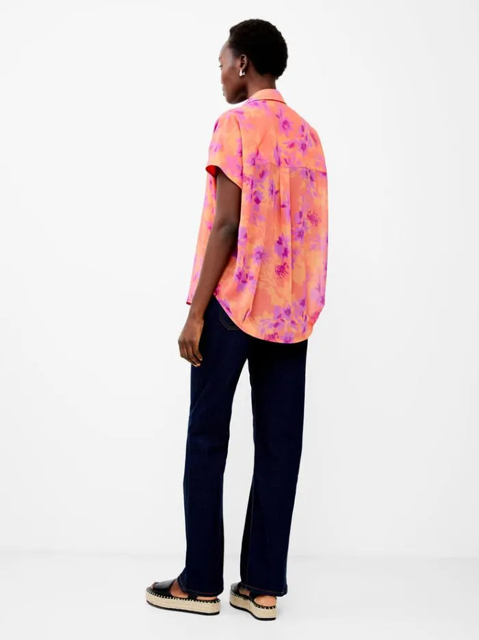 French Connection Tops Arla Recycled Georgette Popover Shirt Coral 8211 Woman
