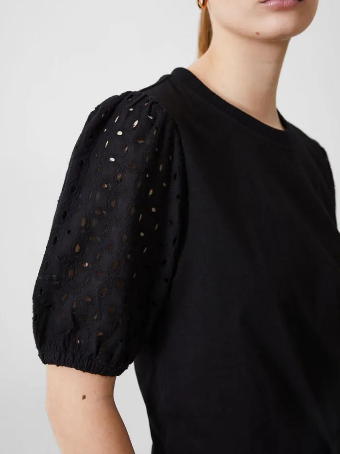 French Connection Tops Broderie Sleeve Top Black 8211 Woman