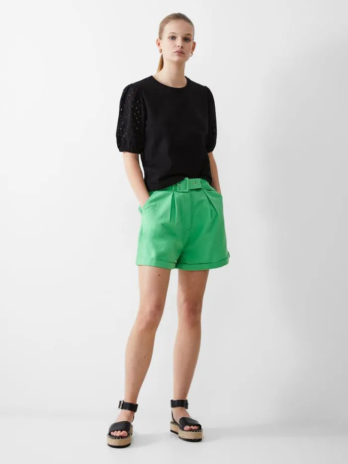 French Connection Tops Broderie Sleeve Top Black 8211 Woman