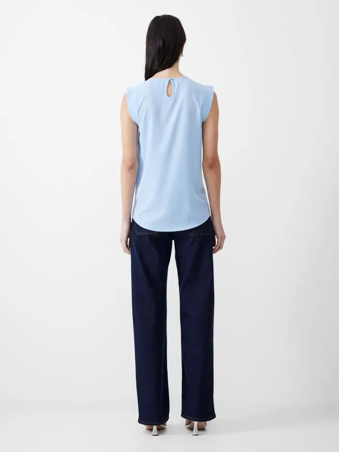 French Connection Tops Cap Sleeve Crepe Light Tank Top Placid Blue 8211 Woman