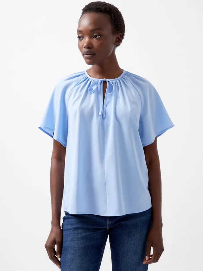 French Connection Tops Capriana Crepe Light Top Dusted Blue 8211 Woman