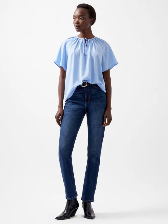 French Connection Tops Capriana Crepe Light Top Dusted Blue 8211 Woman
