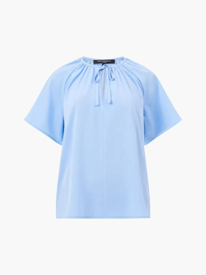 French Connection Tops Capriana Crepe Light Top Dusted Blue 8211 Woman