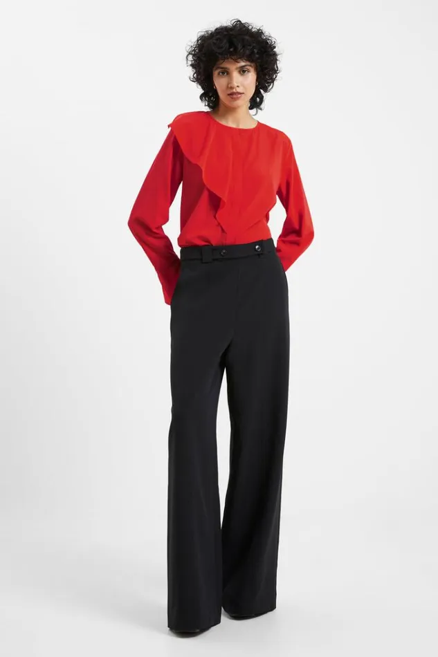 French Connection Tops Crepe Light Recycled Asymmetric Frill Shirt Warm Red 8211 Woman French Connection Tops Crepe Light Recycled Asymmetric Frill Shirt Warm Red 8211 Woman