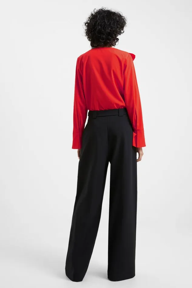 French Connection Tops Crepe Light Recycled Asymmetric Frill Shirt Warm Red 8211 Woman