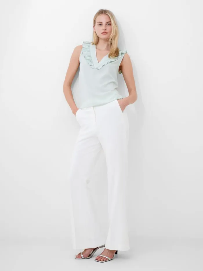 French Connection Tops Crepe Light Ruffle Top Subtle Green 8211 Woman