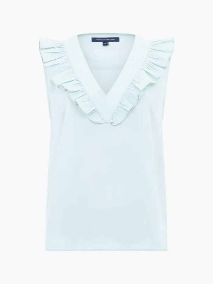 French Connection Tops Crepe Light Ruffle Top Subtle Green 8211 Woman